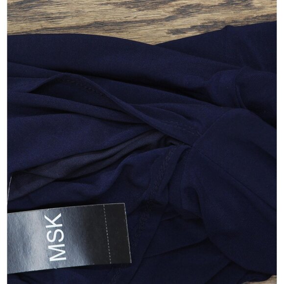 NWT MSK V-Neck Rhinestone Ladder Trim Side Slit Evening Gown Dress Navy Blue S - Picture 7 of 11